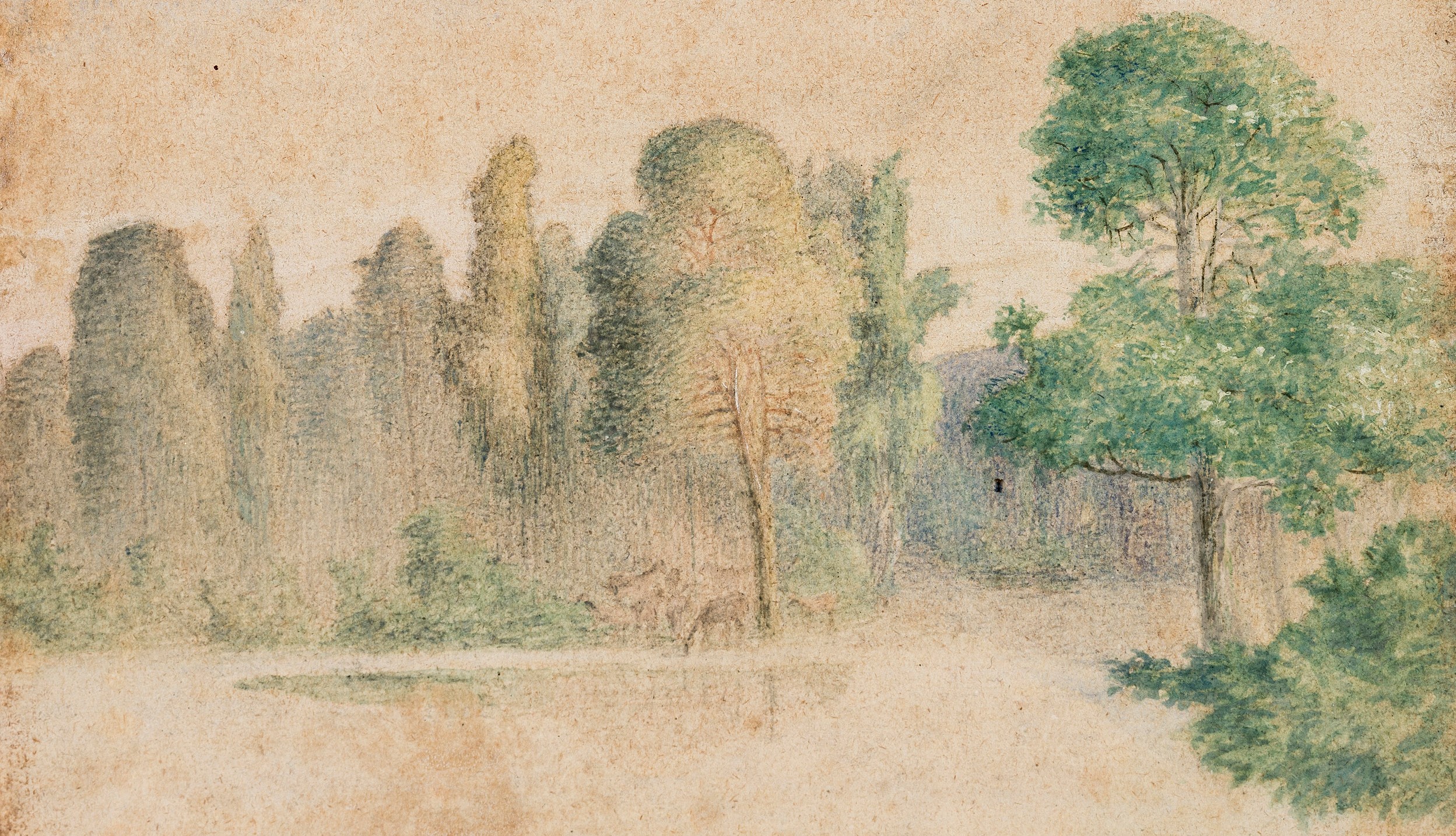 Løvskog med gressende dyr (1872).&nbsp;<span>(+)</span>