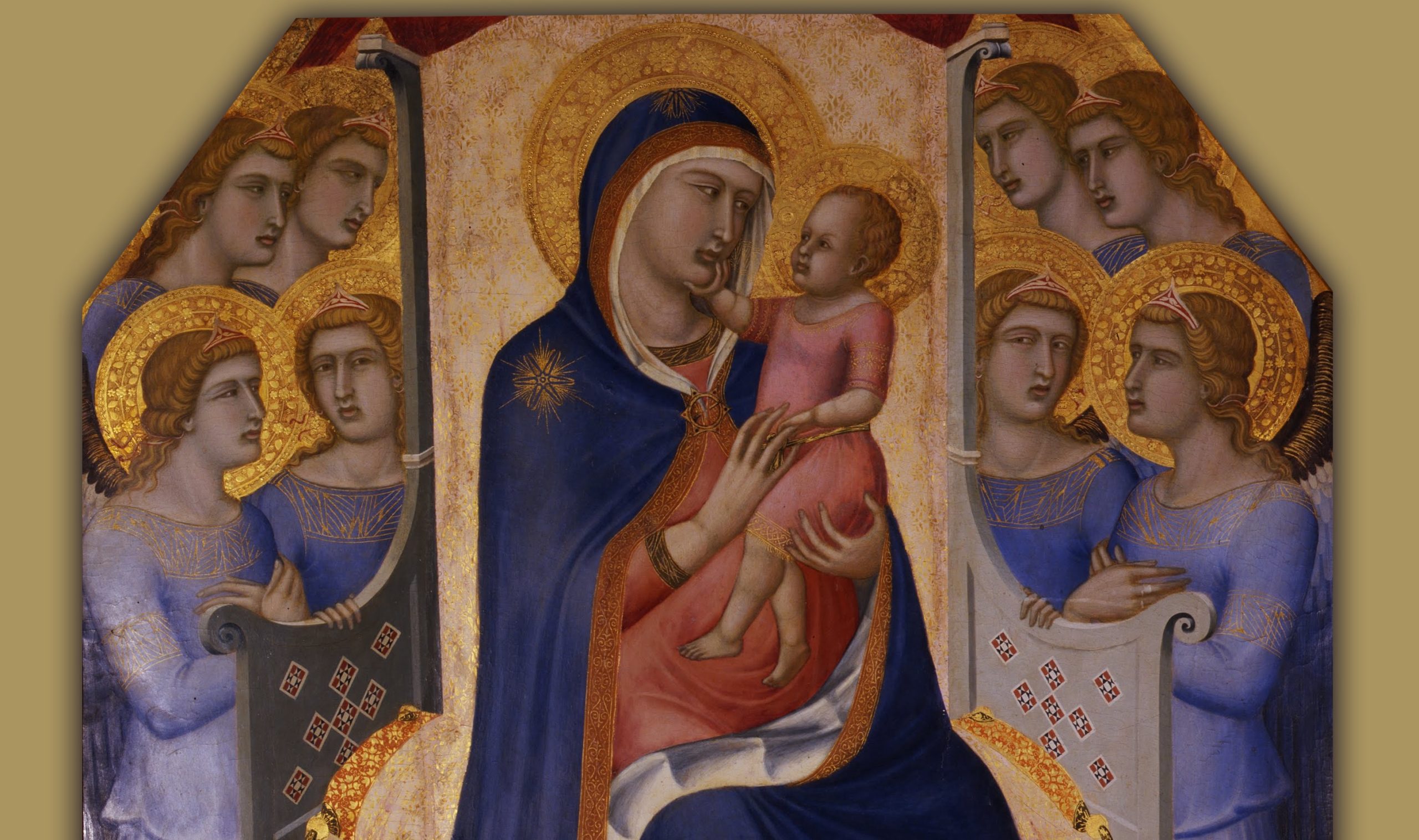 Tronende Madonna med Jesusbarnet og åtte engler (1340).&nbsp;<span>(+)</span>