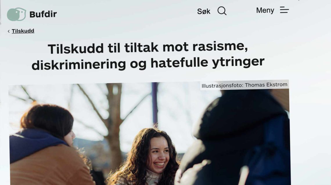 Utsnitt av Bufdirs nettside