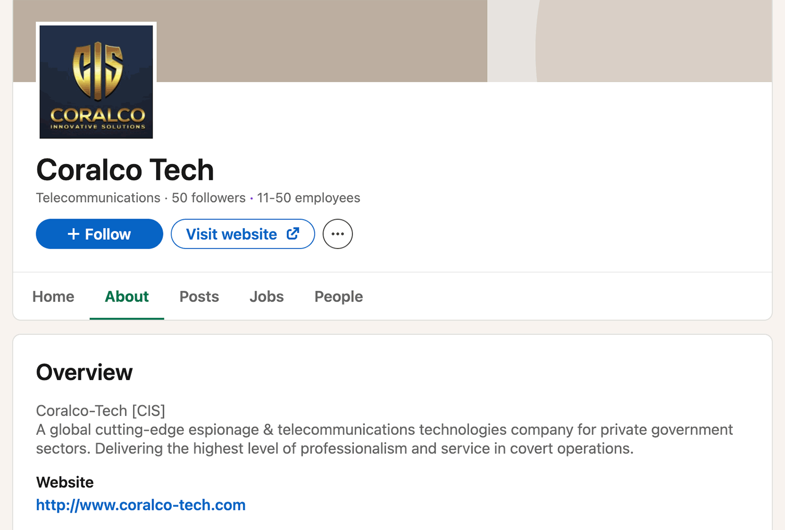LinkedIn-side for Coralco Tech