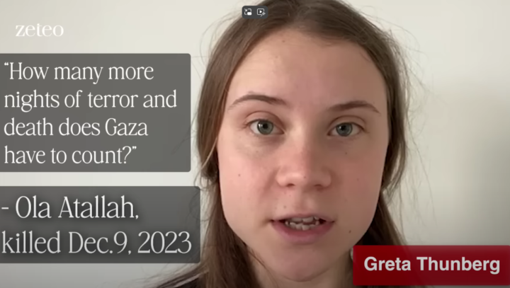 Greta Thunberg deltar i hyllest av palestinske journalister drept i Gaza&nbsp;<span>(+)</span>