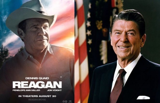 Dennis Quaid spiller Ronald Reagan i filmen «Reagan»