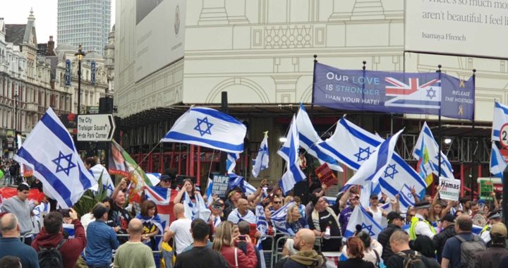 Modige Israel-tilhengere i et hav av hatefulle Gaza-demonstranter