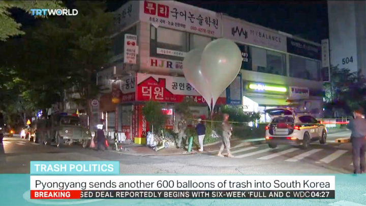 Hundrevis av søppelballonger har seilt inn over Syd-Korea fra nord
