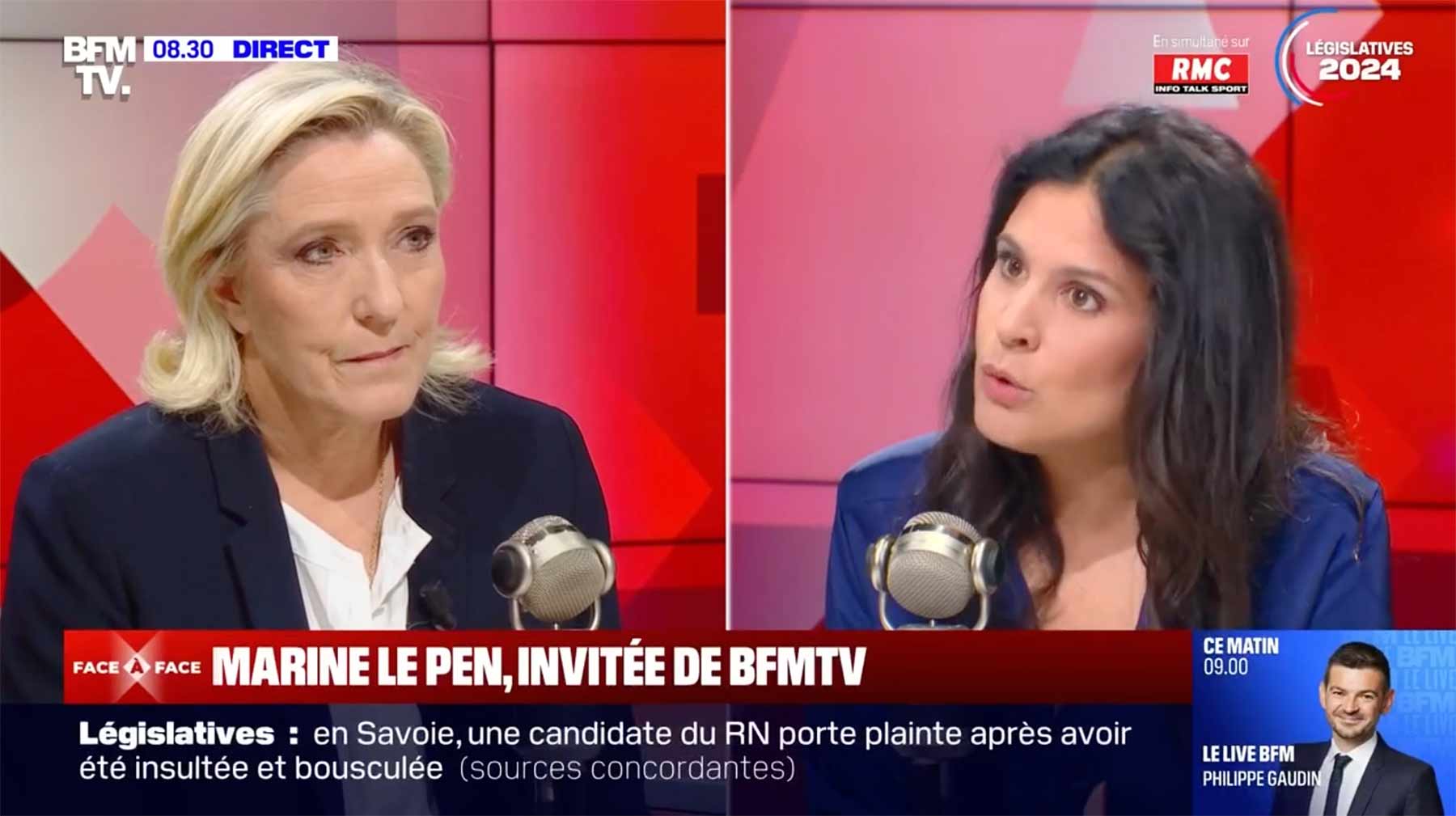 Marine Le Pen blir intervjuet på TV