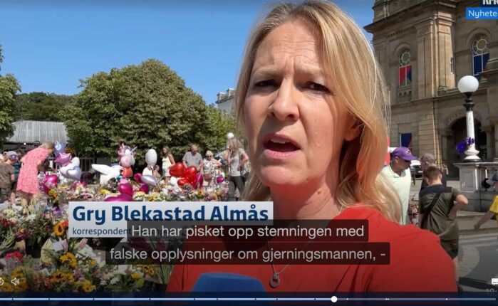 Gry Blekastad Almås' metode: Slik lyver hun om Southport-opptøyene