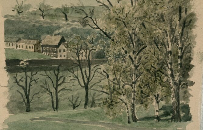 Fra hagen på Nedre Foss (1880).