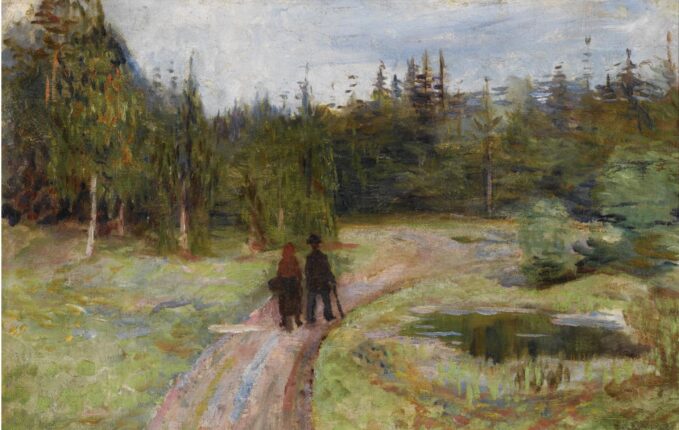 To på vei mot skogen (1884).