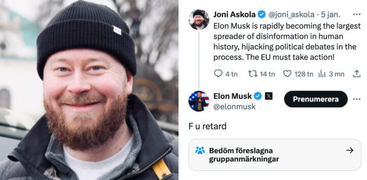 Elon Musk kalte finsk aktivist for «tilbakestående»