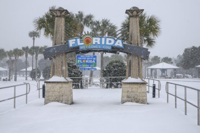 Florida: Snøstorm og rekordstore snømengder