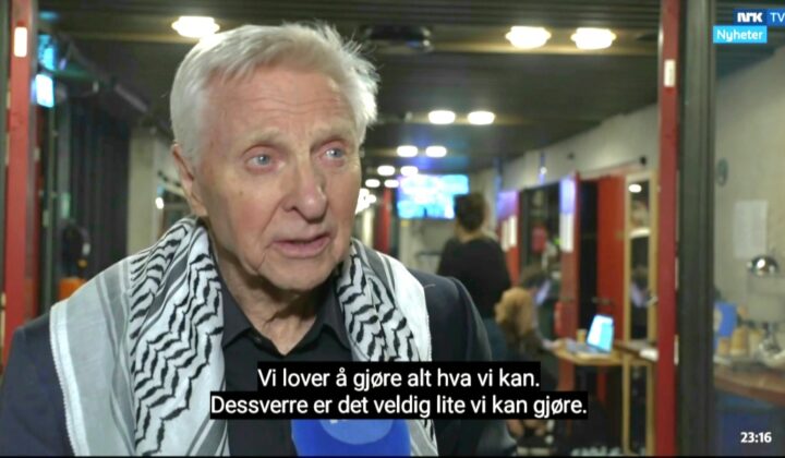 Palestina-aktivisten Arve Tellefsen (88) på solidaritets&shy;konsert