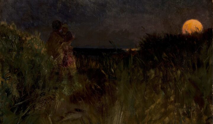 Måneoppgang over sanddyner på Skagen (1883).