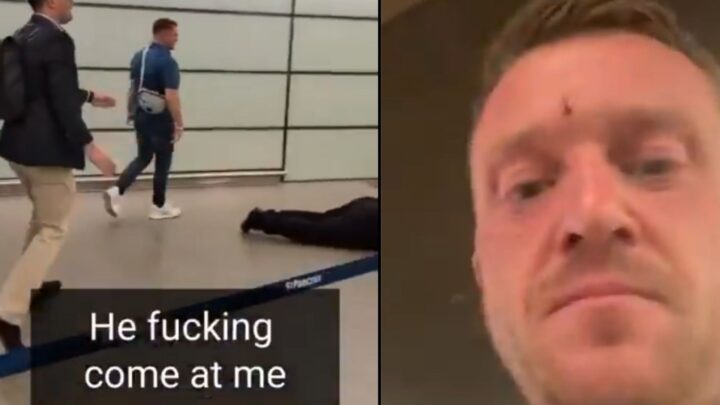 Se video: Gikk til angrep på Tommy Robinson – endte bevisstløs på bakken