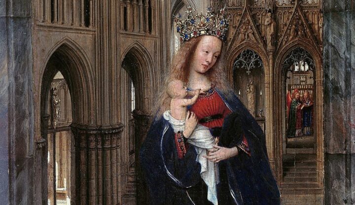 Madonna og barnet i en kirke (c.1438).