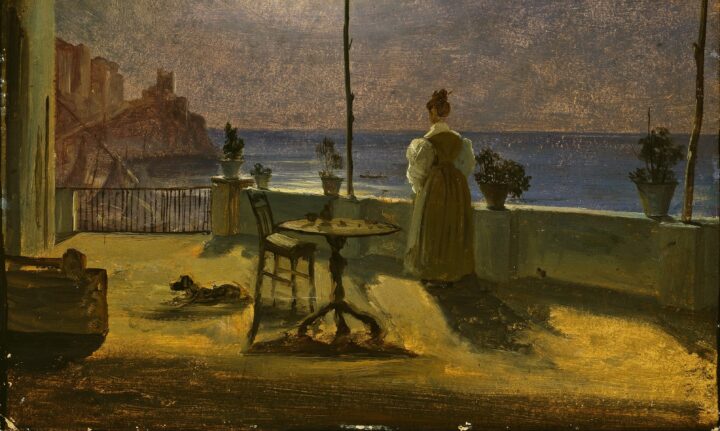 En månebelyst terrasse i Amalfi (1834).