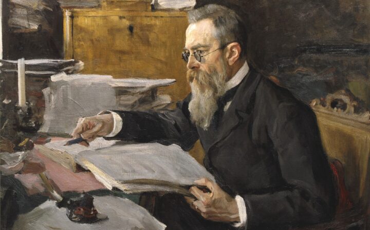 Portrett av komponisten Nikolaj Andrejevitsj Rimskij-Korsakov (1898).