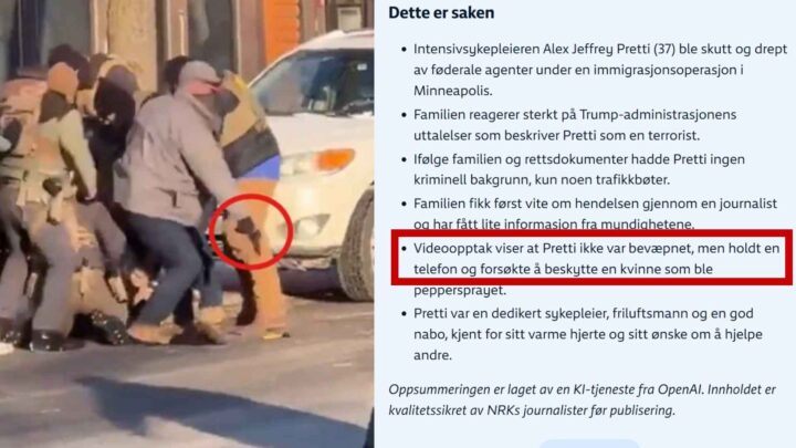 Se video: NRK tas for grove feil – hevder Alex Pretti var «ubevæpnet»&nbsp;(+)