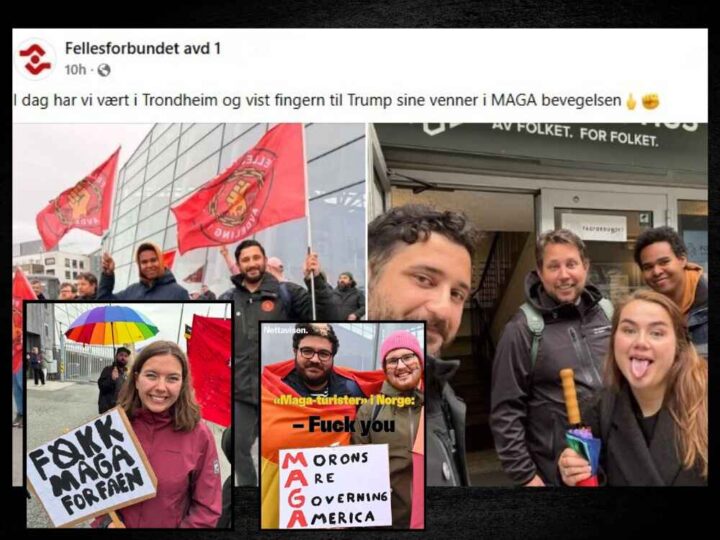 LO-demonstrasjon i Trondheim mot amerikanske turister: MAGA go home&nbsp;<span>(+)</span>