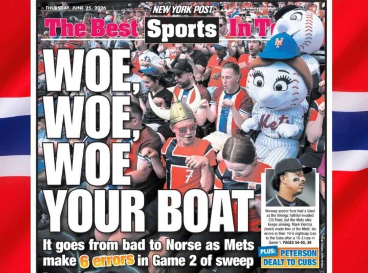 Viking funeral: Norske fotballfans havnet på sportsforsiden i New York Post&nbsp;<span>(+)</span>